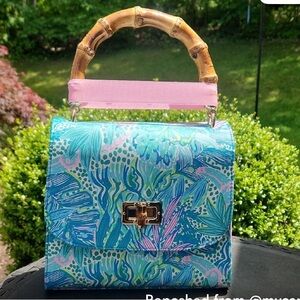 Lilly Pulitzer Blue and Pink Satchel